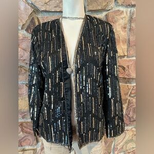Gala  Frances Henaghan Black and Gold SequinBeaded mob wife stunning SZ 12‎